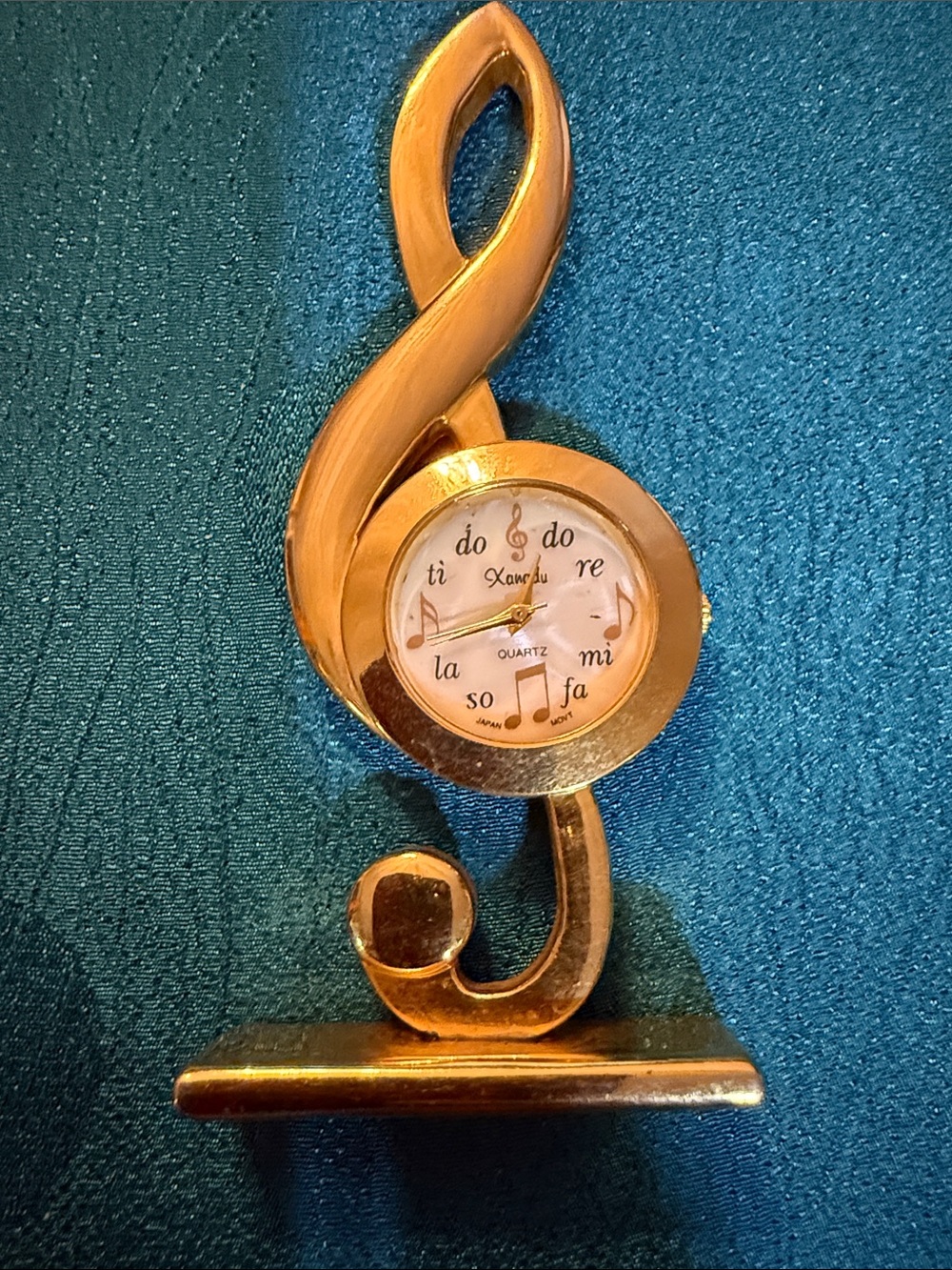 Gold Musical Treble Clef Desk Clock - Decorative Home Wall Decor